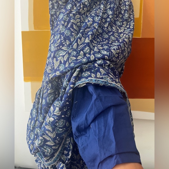 Floral Blue Maxi Dress in pure cotton - Picture 6 of 7